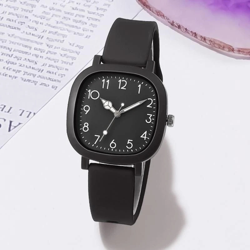 Women Watch Fashion Square Quartz Silicone Strap Wristwatches