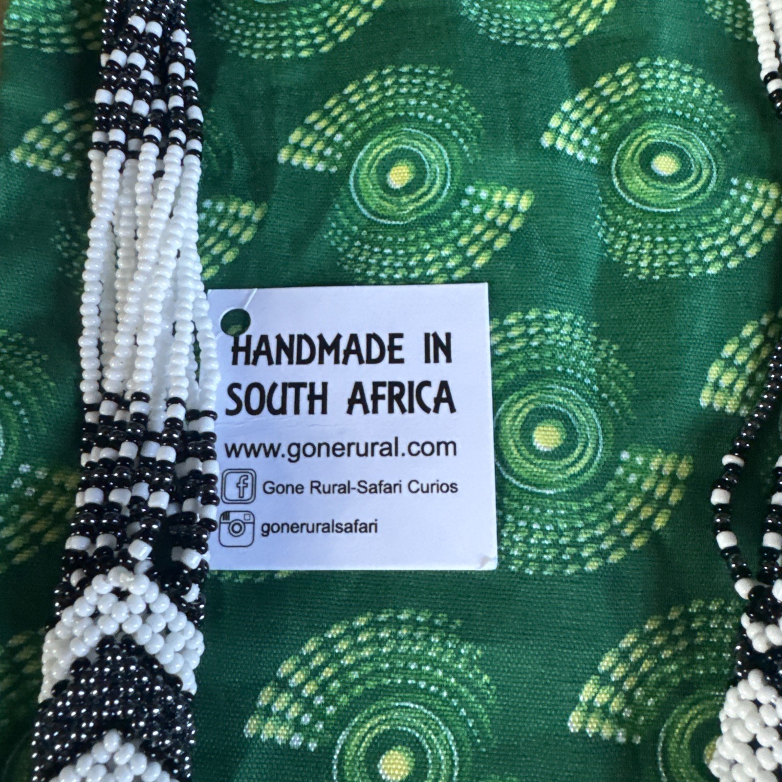 Zulu Glass Bead Black White Statement Strand from Gone Rural South Africa