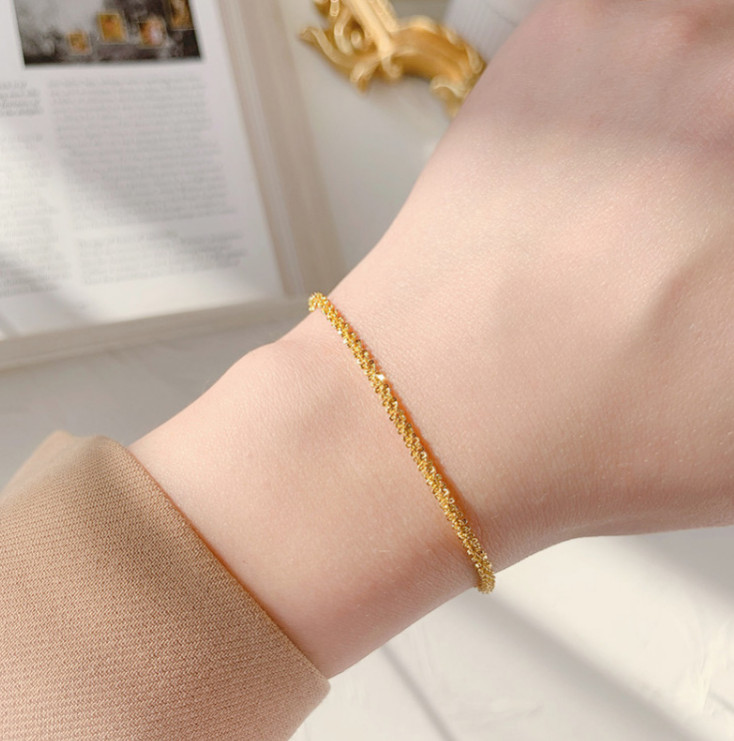 Women 18K Gold Stainless Steel Diamond Cut 2mm Rope Chain Bracelet 8″ Gift PE46