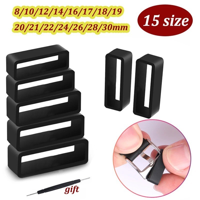 4PCS Silicone Watch Strap Band Hoop Loop Retainer Buckle Holder Ring Keeper