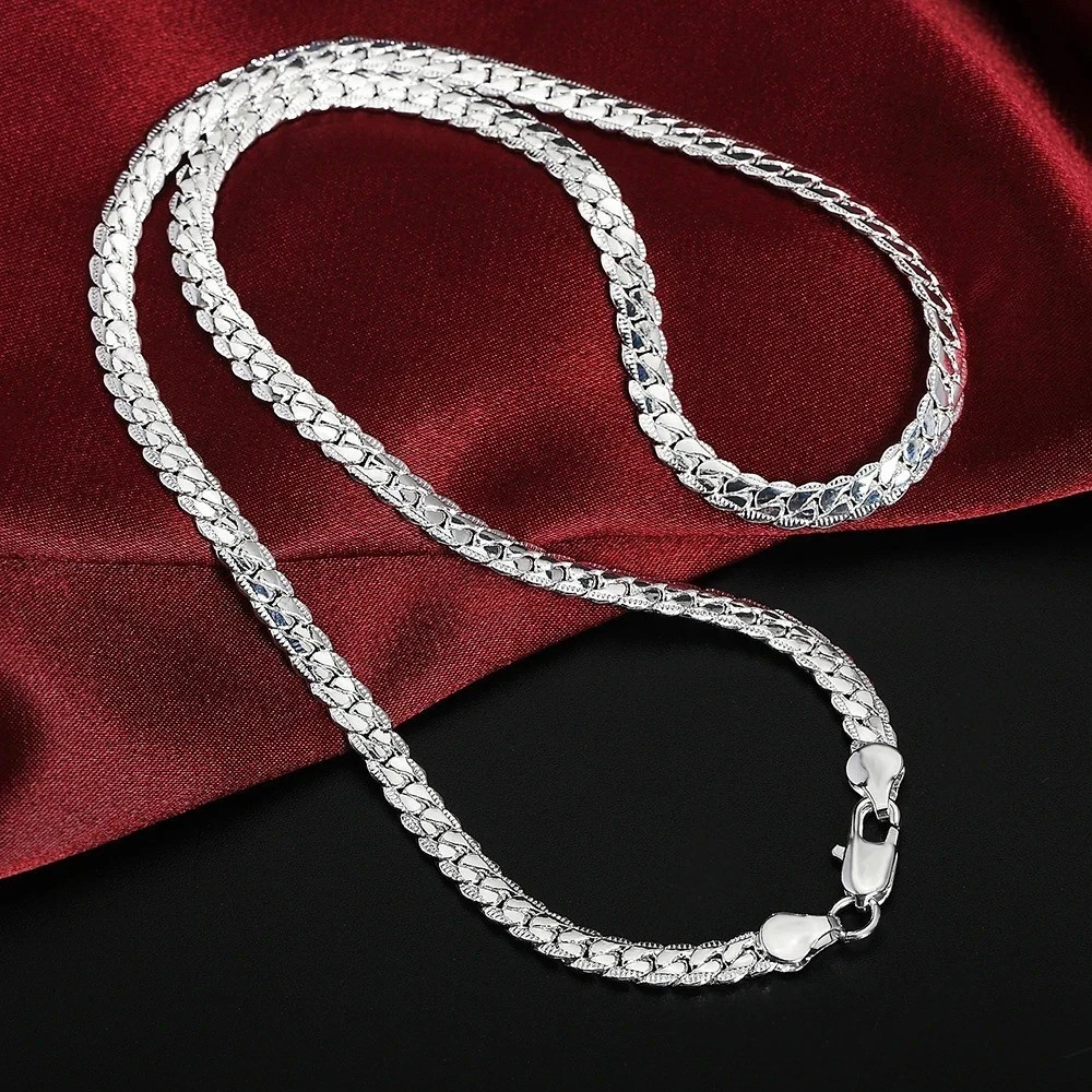 925 Sterling Solid Silver Chain Necklace Jewelry for Women Men Fashion Gift
