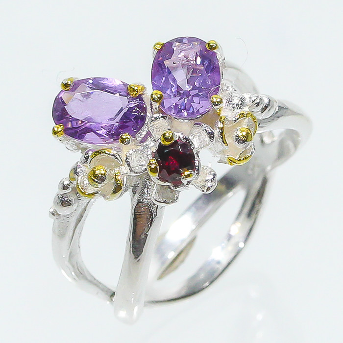 One of a kind Not Enhanced Natural Amethyst Silver 925 Sterling Ring/RVS86