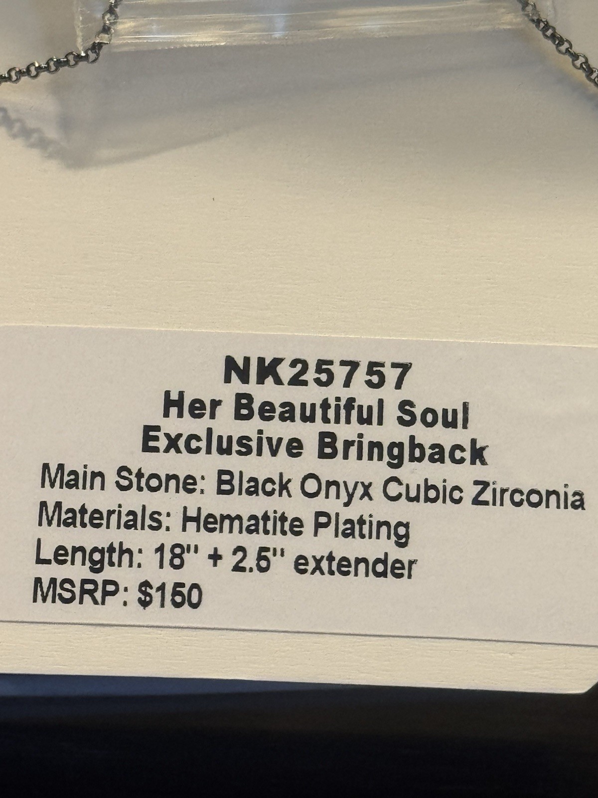 BP NK25757 Black Onyx CZ Charm Pendant Necklace Hematite Plated 18″+2.5″