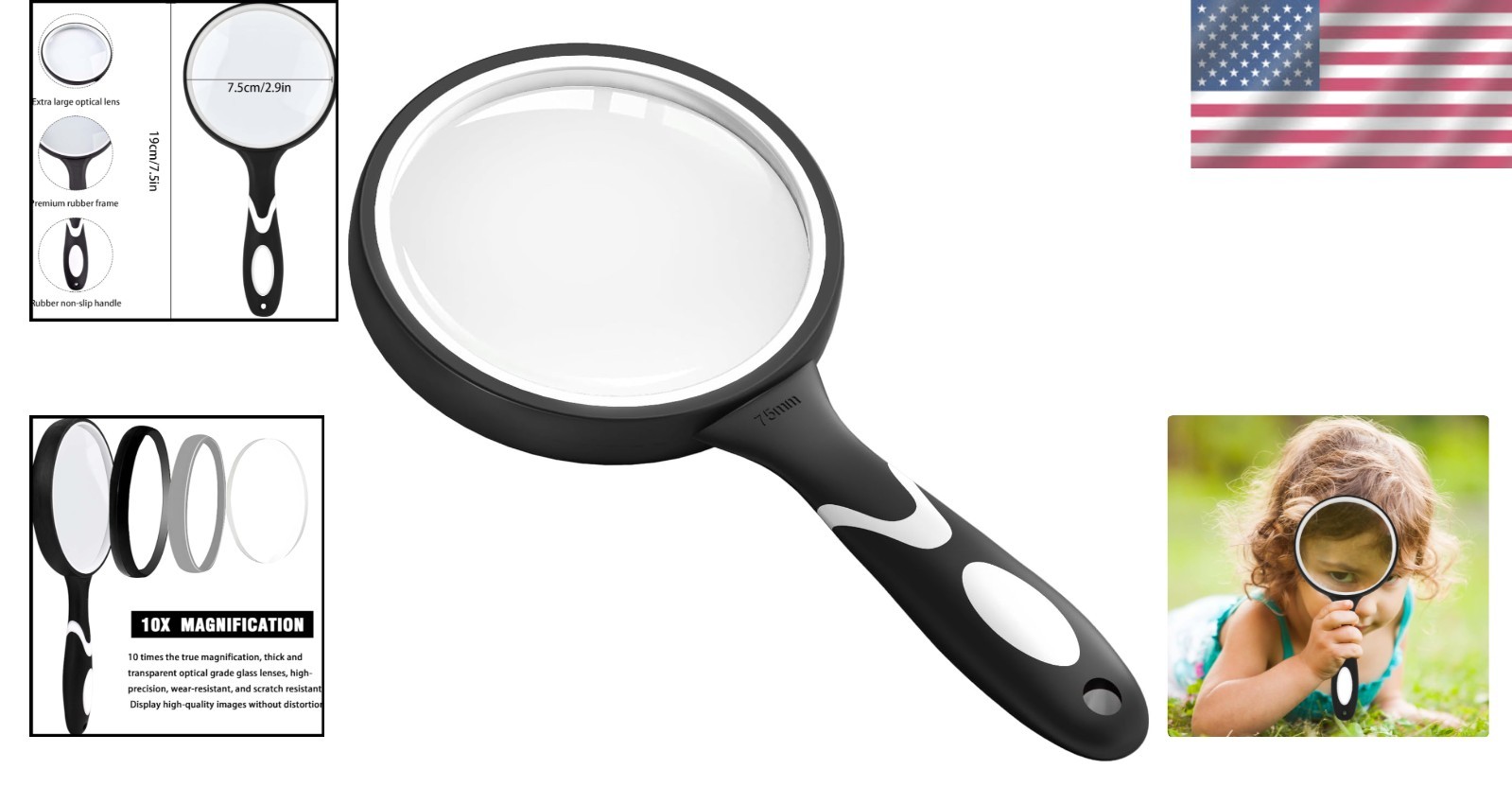 Ergonomic 10X Magnifying Glass with Anti-Glare Lens – Perfect for All Ages