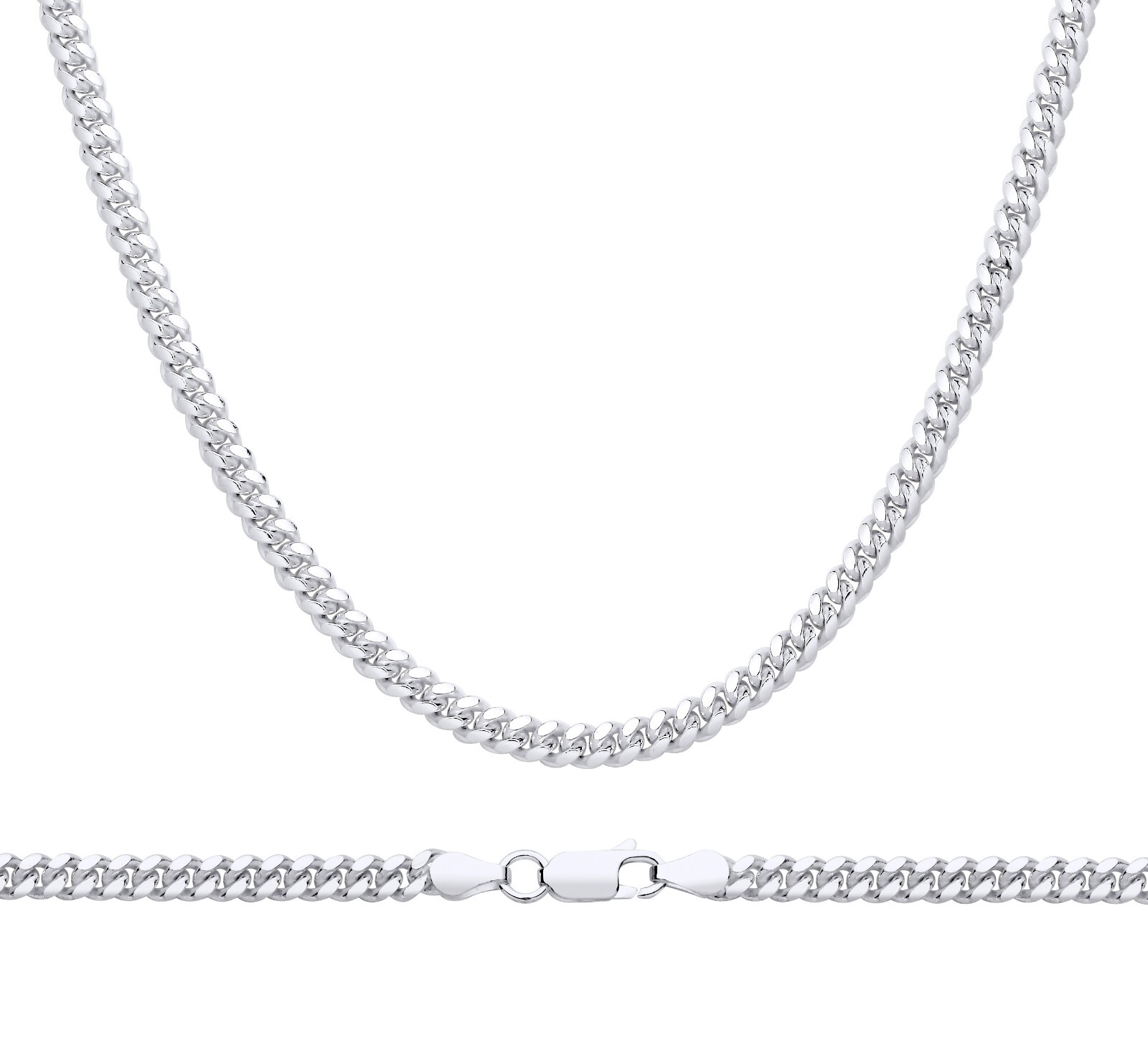 Sterling Silver Curb Chain 925 Solid & Sturdy 3.5mm 16″ 18″ 20″ 22″ 24″ 26″ 30″