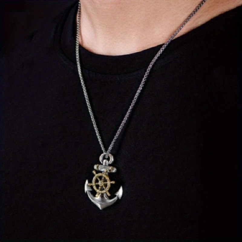 Men’s and Women’s Hip Hop Style Anchor Pendant Alloy Necklace Unisex Jewelry