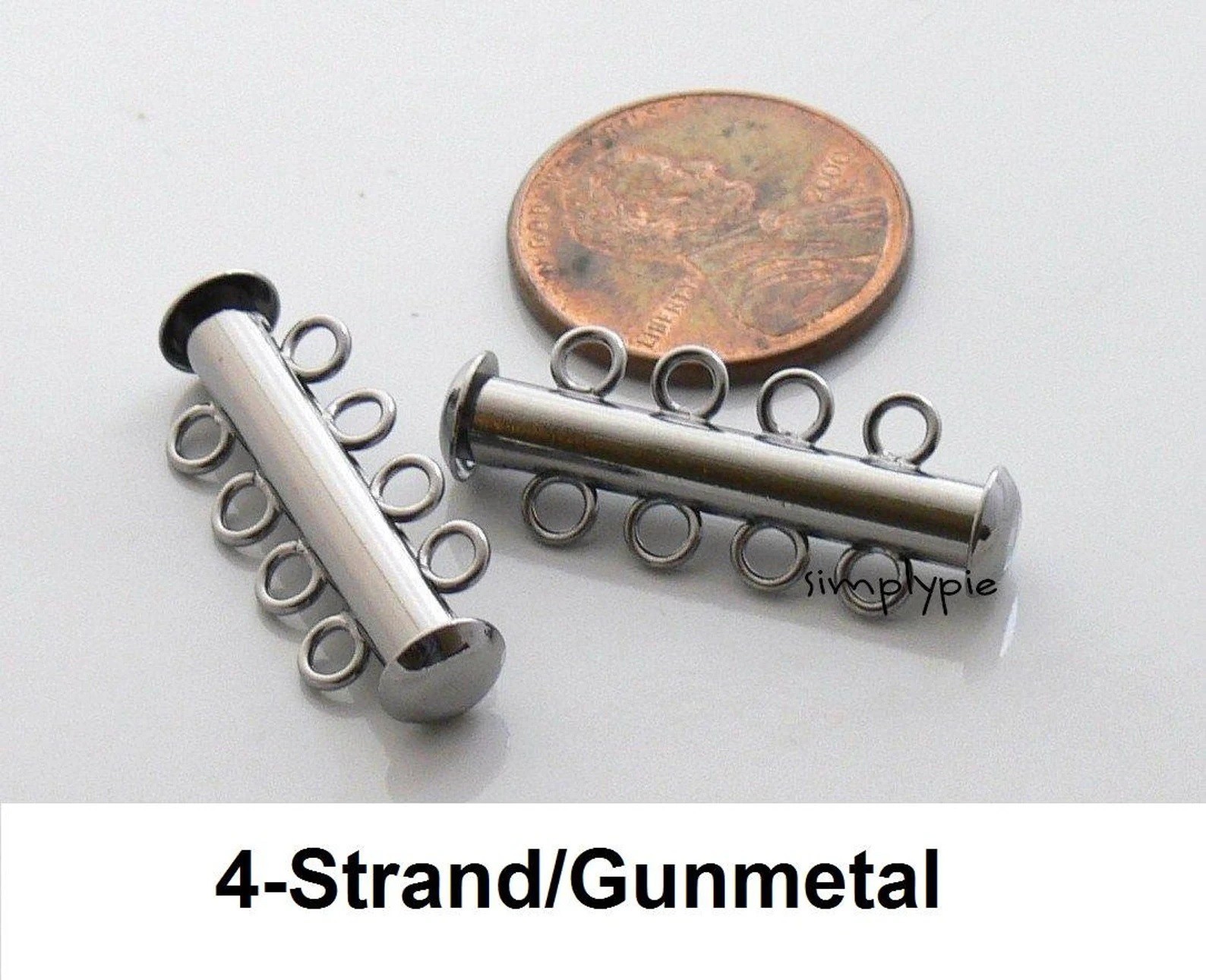 4-Loop Slide Lock Black Gunmetal Clasps 2 Clasps Multi Strand Clasps Closure