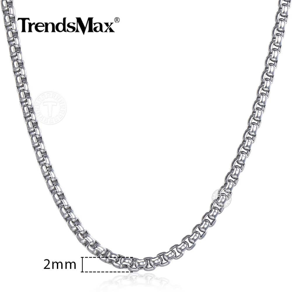 2MM 22INCH Silver Stainless Steel Round Box Chain Necklace for Unisex Wholesale