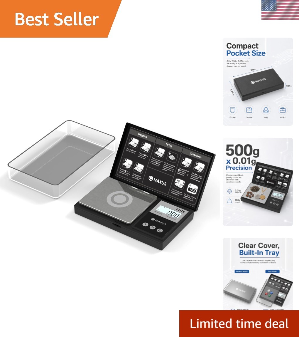 Precision Digital Pocket Gram Scale 500g x 0.01g with Tray – Versatile & Compact