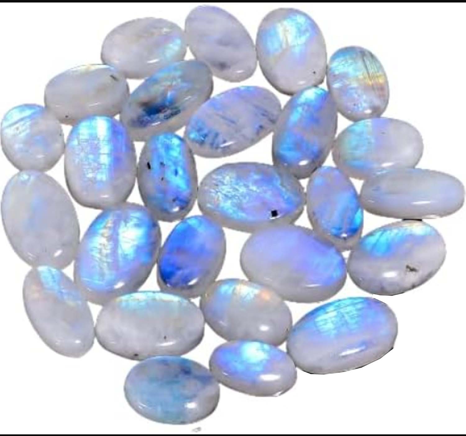 (20 to 22pcs) Natural 400 Cts Rainbow Moonstone Gemstone Wholesale Cabochons Lot