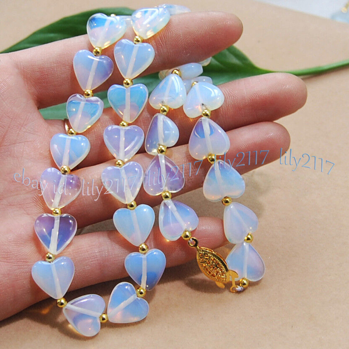 Natural 12mm White Opal Heart Shaped Gemstone Beads Necklace 14-50”