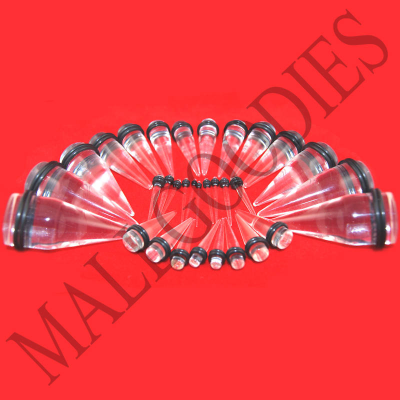 V025 Acrylic Clear Stretchers Tapers Expander Ear Plugs 14G to 1″ Gauges Studs