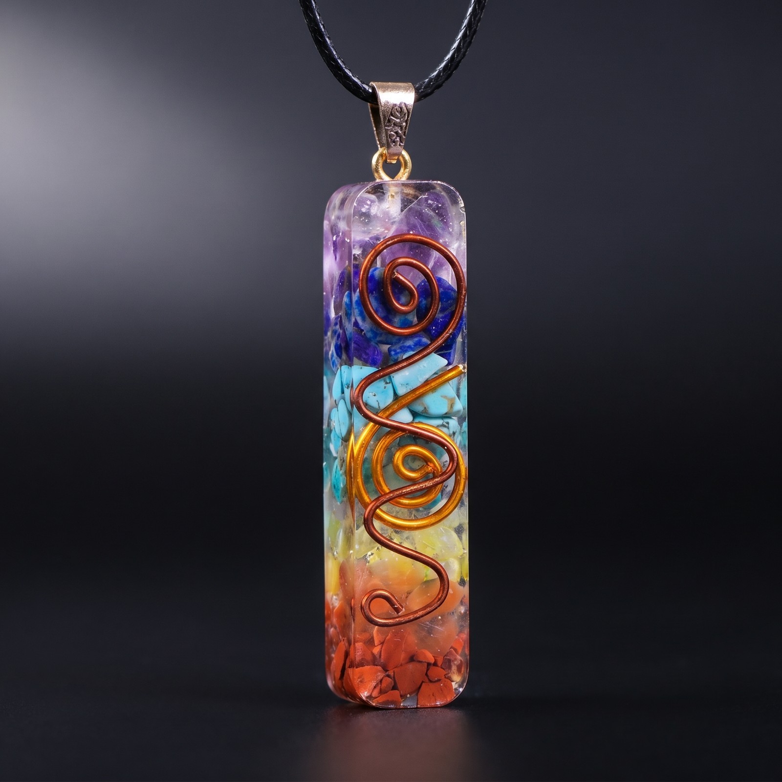 7 Chakra Orgonite Pendant Copper Healing Crystal Energy Generator Necklace Gift
