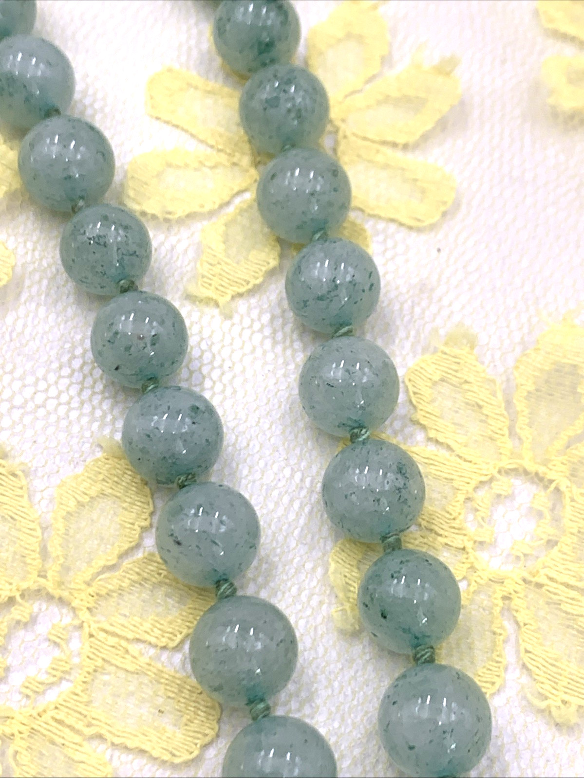 Green 10mm Aventurine Quartz Beaded Necklace Hand Knotted 10mm Round Strand 32″