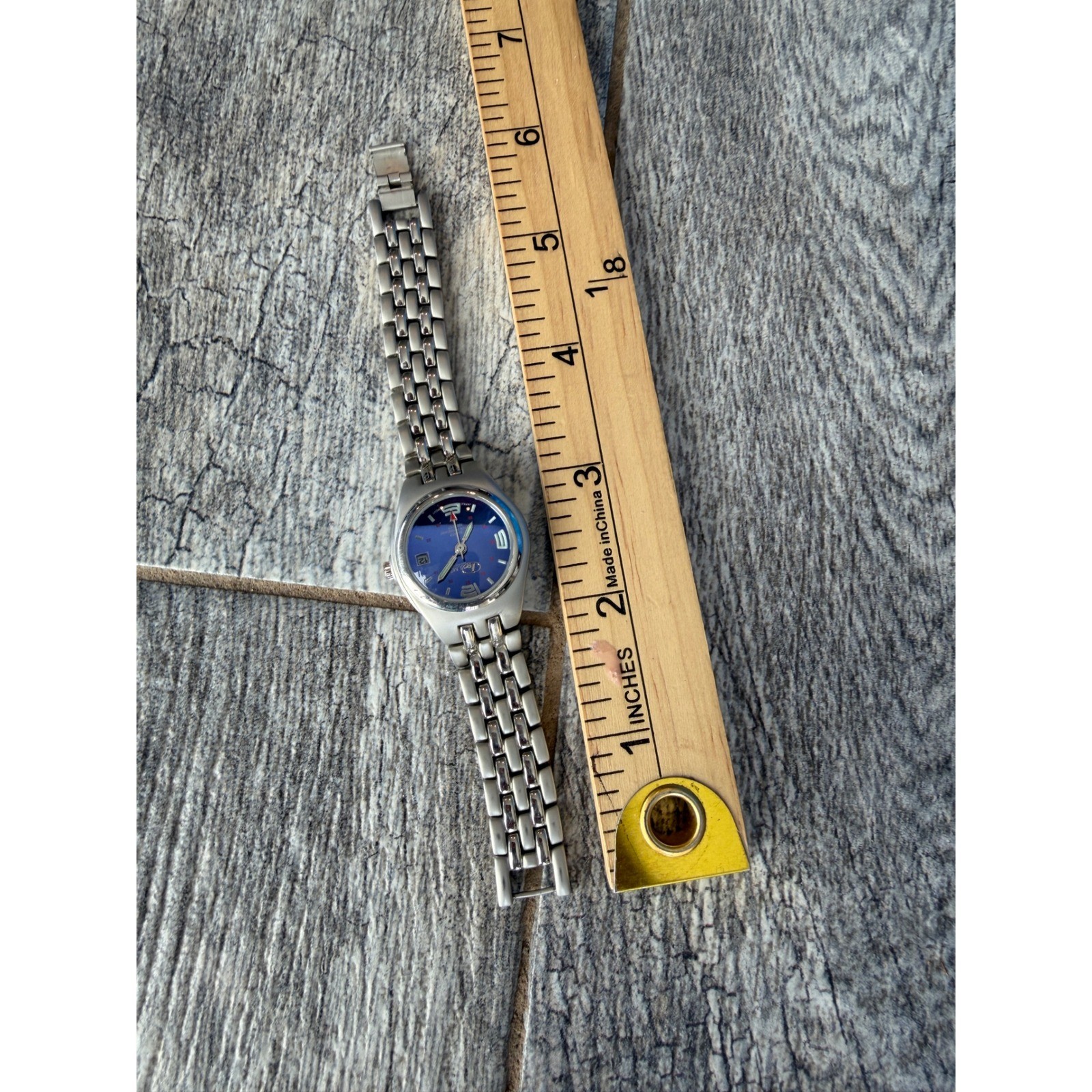BUM Equipment Watch Blue Dial Date 377 BUE 3310 Y2K 80s Two Tone Vintage 90s