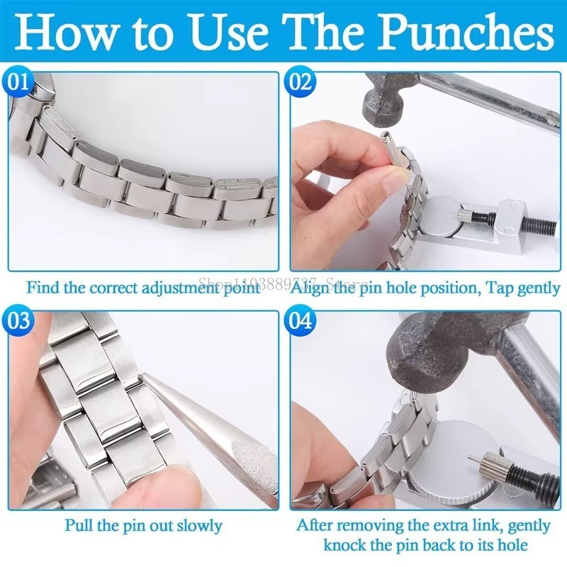 Metal Adjustable Watch Band Strap Bracelet Link Pin Remover Repair Tool Kit