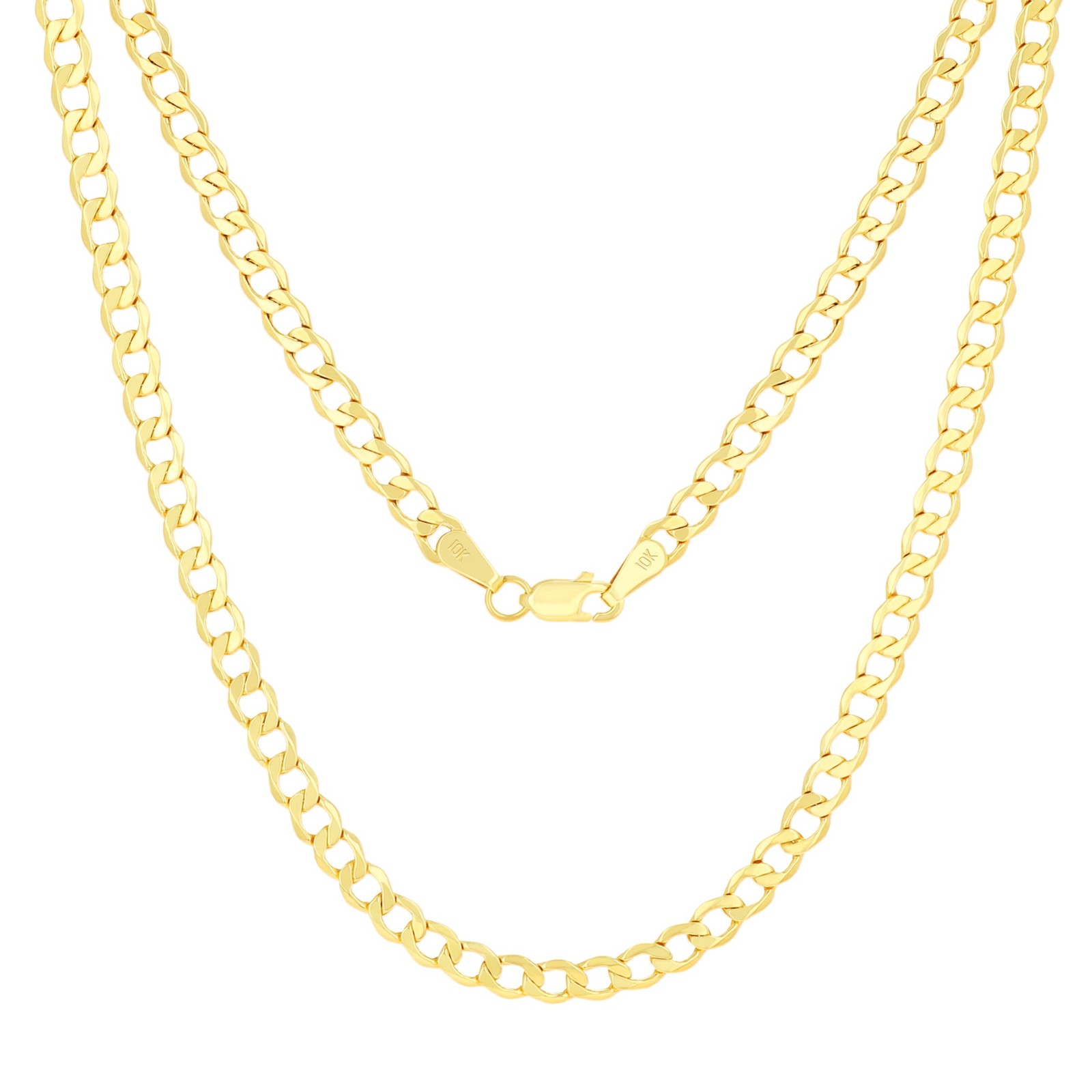 10K Yellow Gold 3.5mm Curb Cuban Link Chain Pendant Necklace Mens Womens 16″-30″