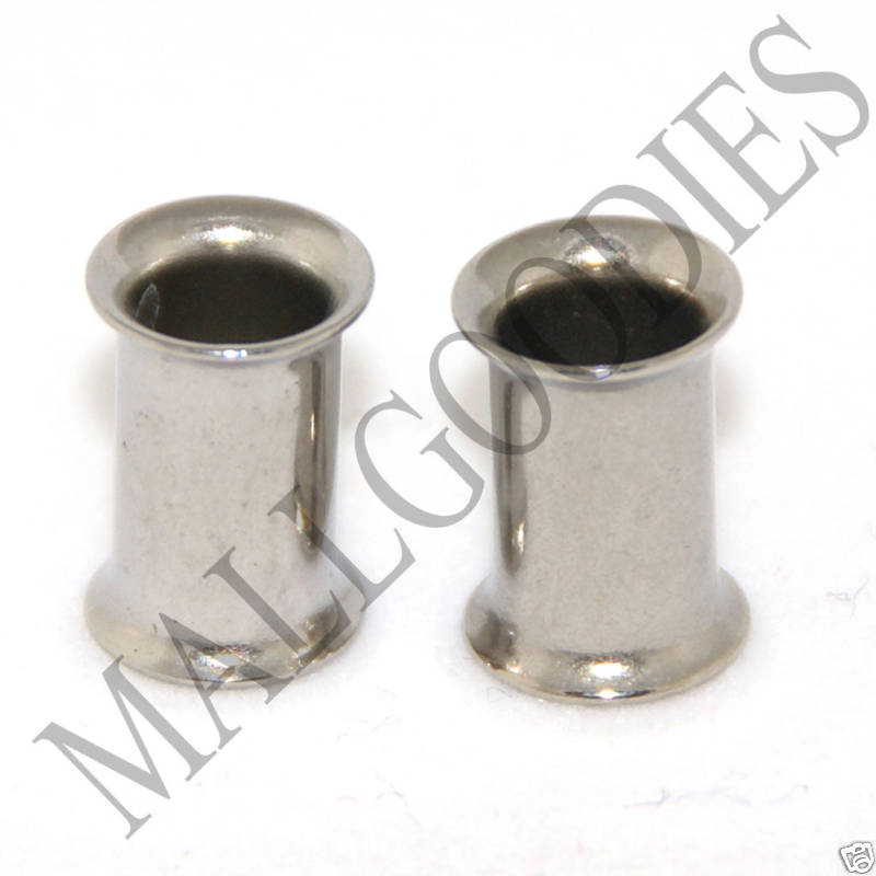 0205 Steel Double Flare Flesh Tunnels Earlets Saddle Gauges 2G Plugs 6mm PAIR