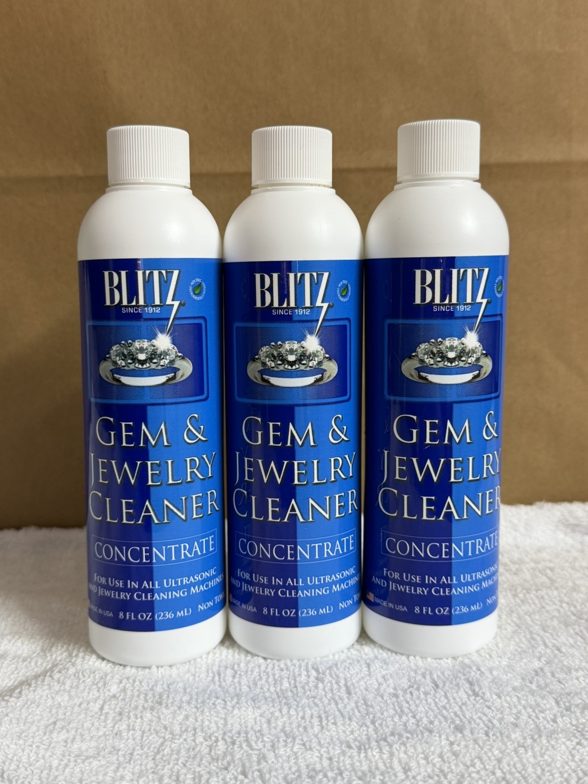 Blitz Gem & Jewelry Cleaner Concentrate 8 fl oz Non-Toxic for Gold & Diamond