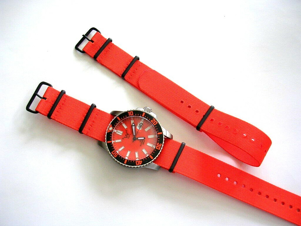 NATO G10 ® Coast Guard Orange Xtreme nylon 20m 22m PVD watchband strap IW SUISSE