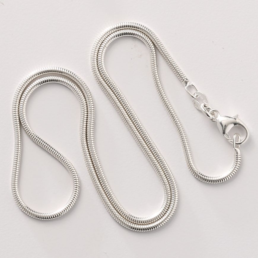 925 Sterling Silver Round Snake Chain Necklace 16″- 38 inch * 1.2/1.6mm/2mm Wide