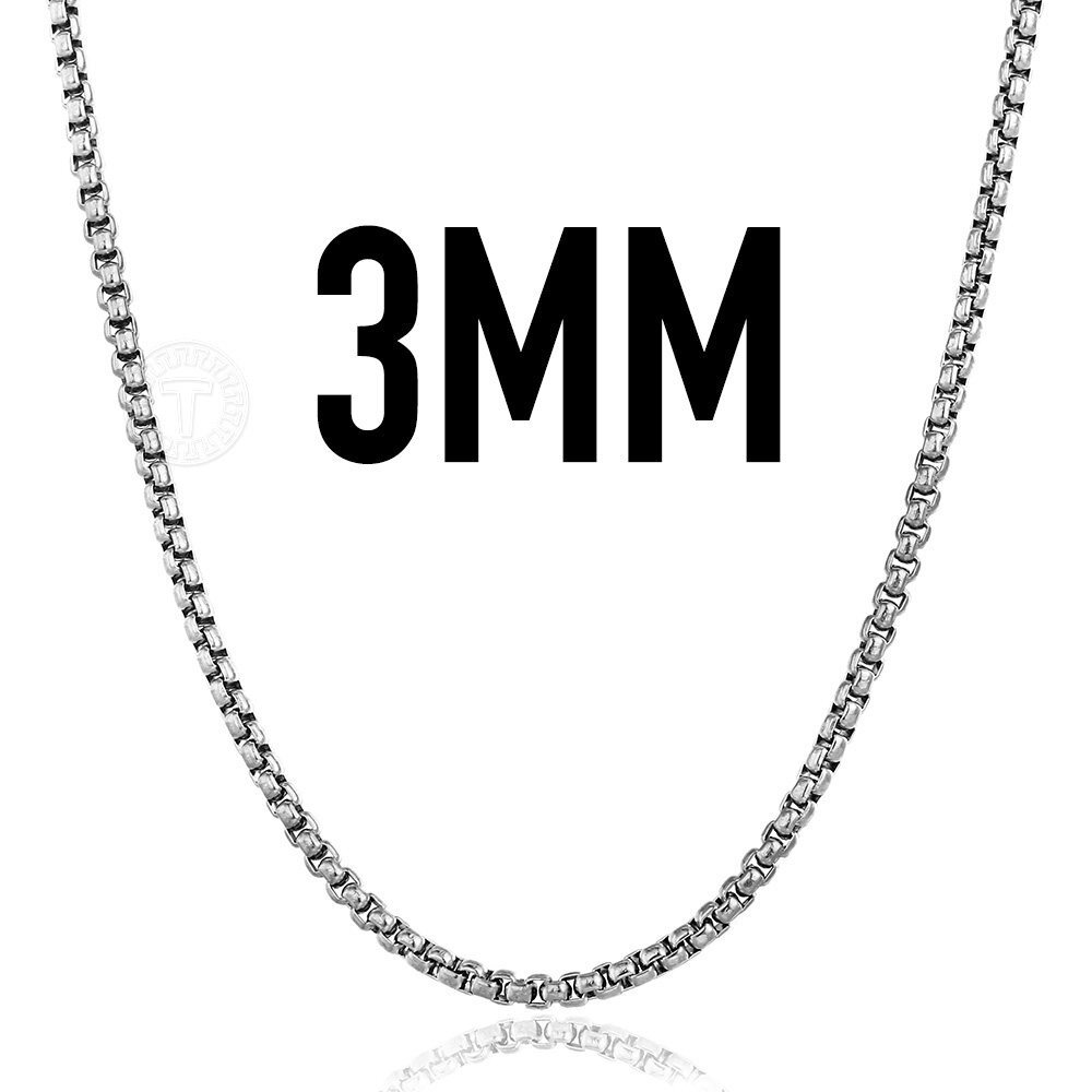 3mm Box Chain Necklace Silver Titanium steel Men Women Chain 18 inch-24 inch