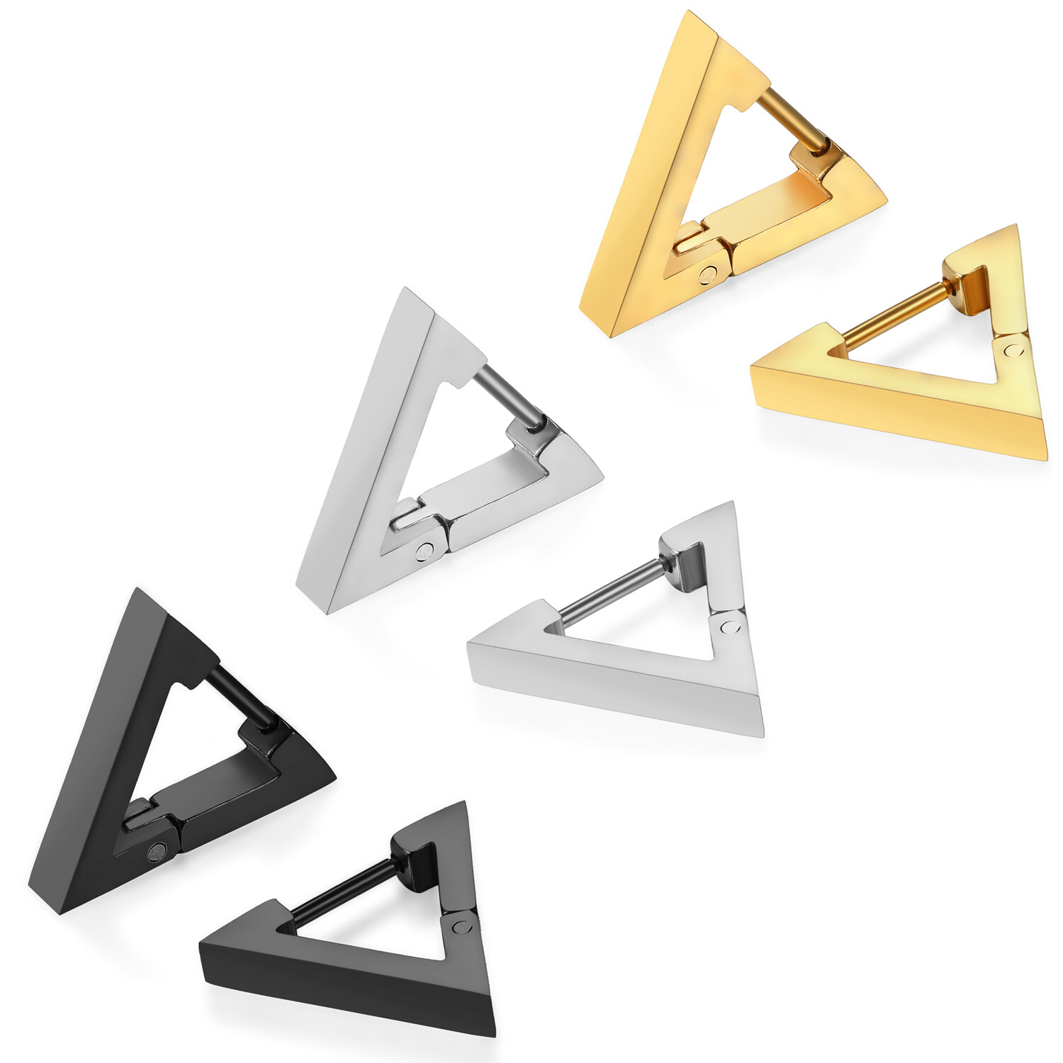 Punk Rock Stainless Steel Triangle Men’s Women’s Hoop Huggie Ear Studs Earrings
