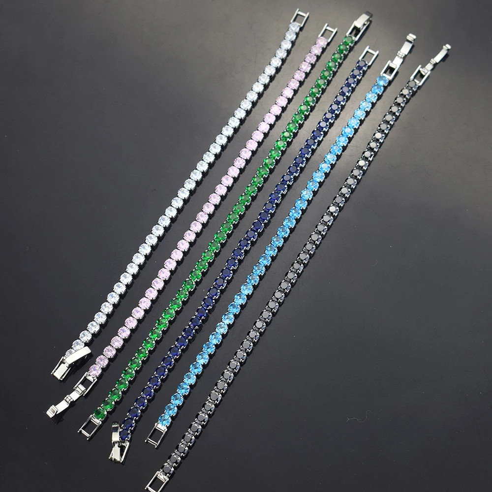 4Mm Micro-Inlaid Zircon Tennis Bracelet for Women 2025 New Men Bracelet Homme Je