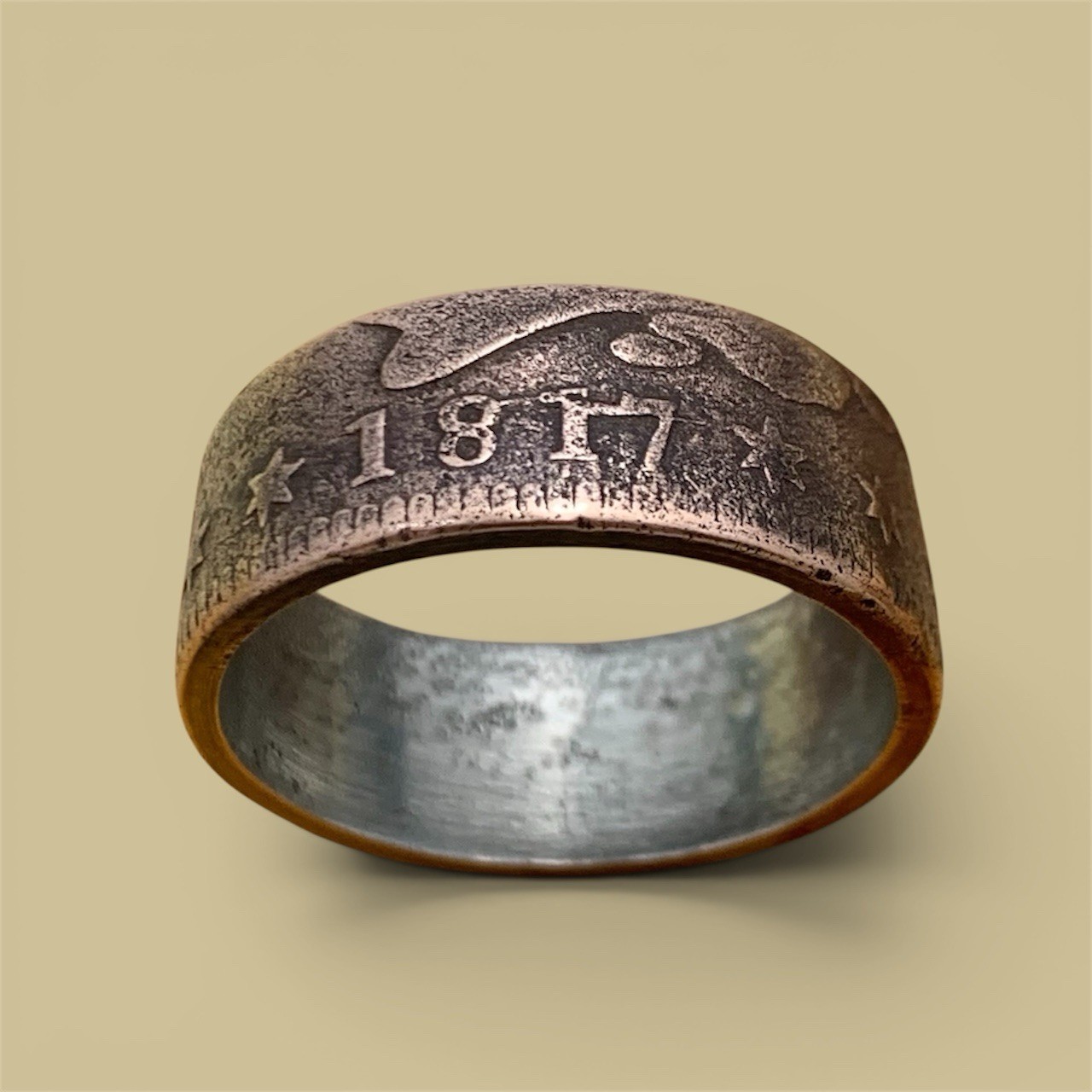 Unique 1817 United States of America Large Cent Coin Ring – Size 10.5