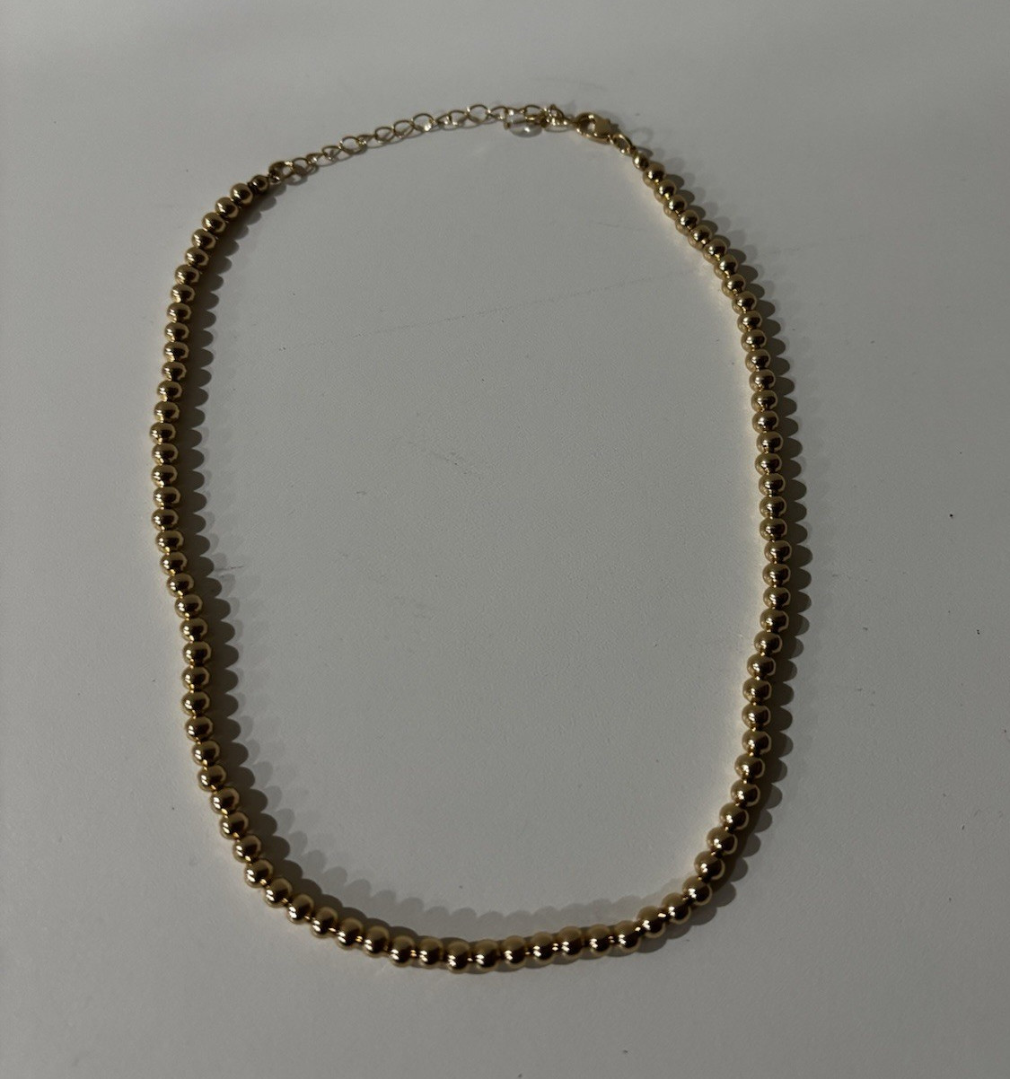 Gold Tone Ball/Bead Chain Necklace 18 in Metal Lobster Clasp No Stone