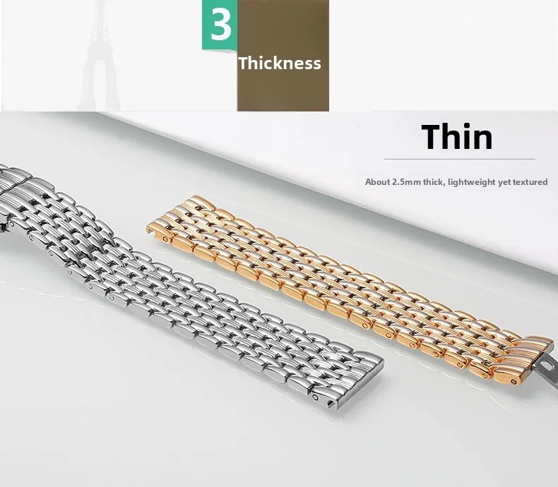 Quality Ultra-thin Solid Stainless Steel Watch Band Strap Metal Bracelet 12-22mm