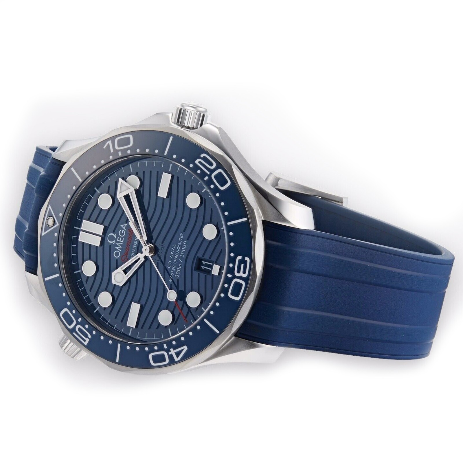 20mm Curved Blue Rubber Silicone Strap for 41mm Omega Seamaster PRO CVZ015753