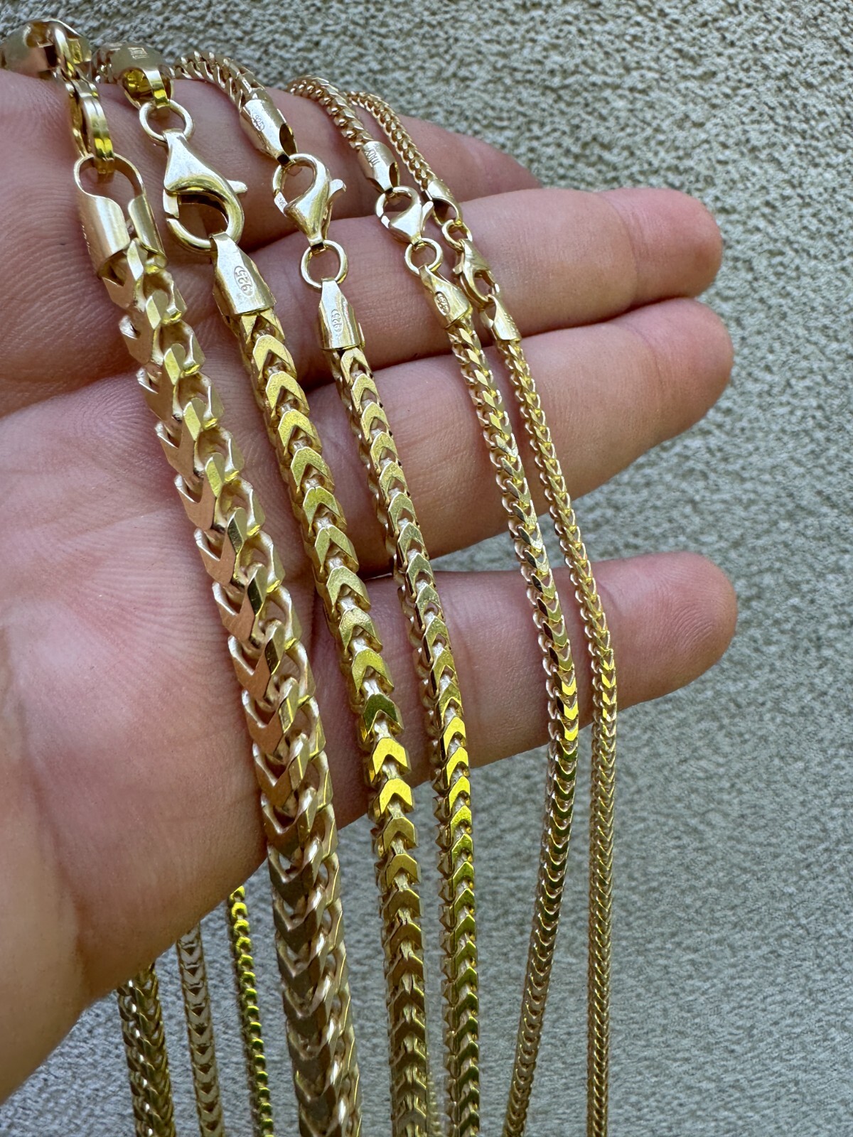 Men’s Real 14k Gold Plated Solid 925 Sterling Silver Franco Chain 2-5mm Necklace