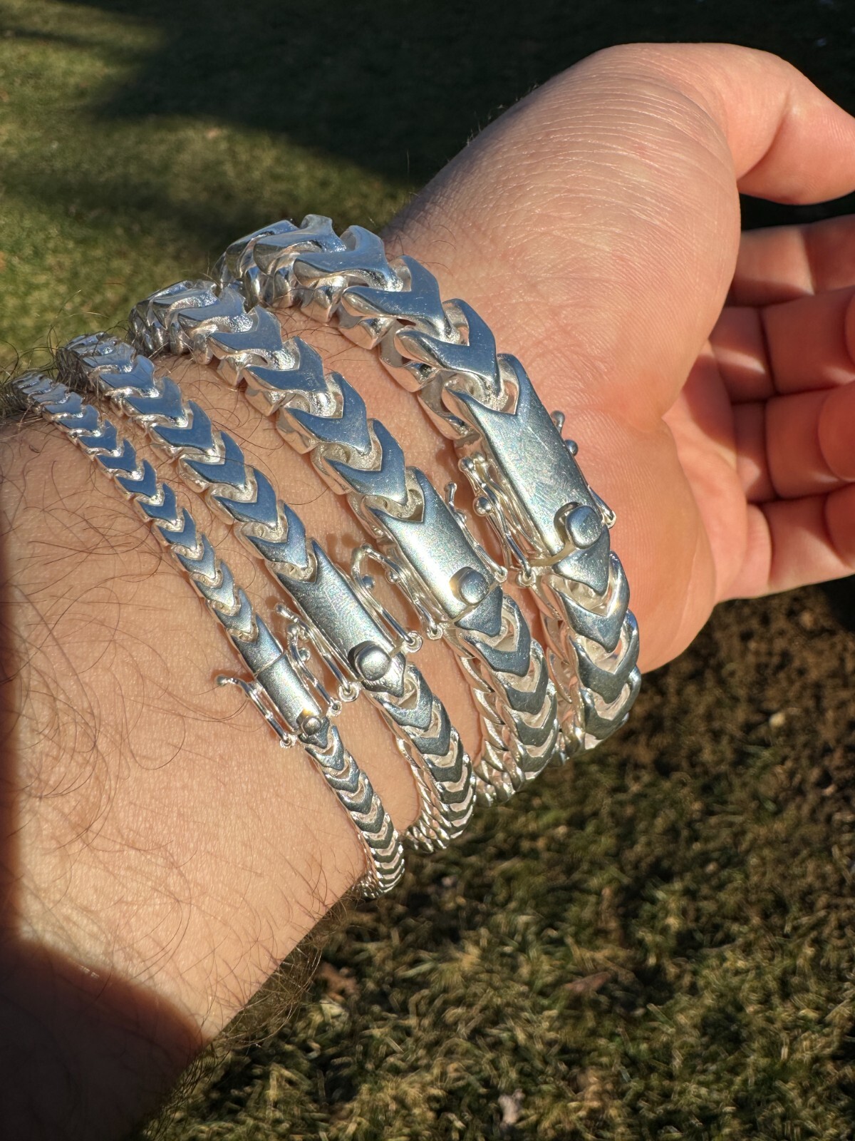 Mens BIG 4-10mm Franco Bracelet Real 925 Silver Box Clasp Handmade In Mexico