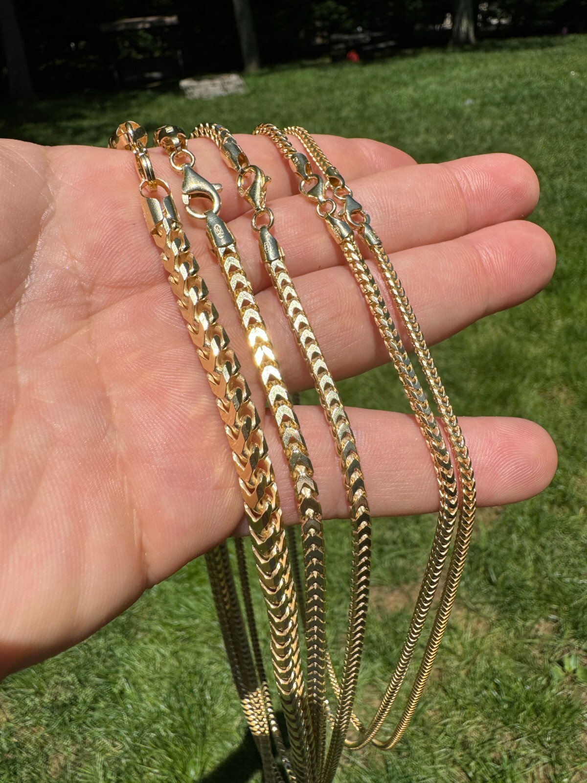 Men’s Real 14k Gold Plated Solid 925 Sterling Silver Franco Chain 2-5mm Necklace