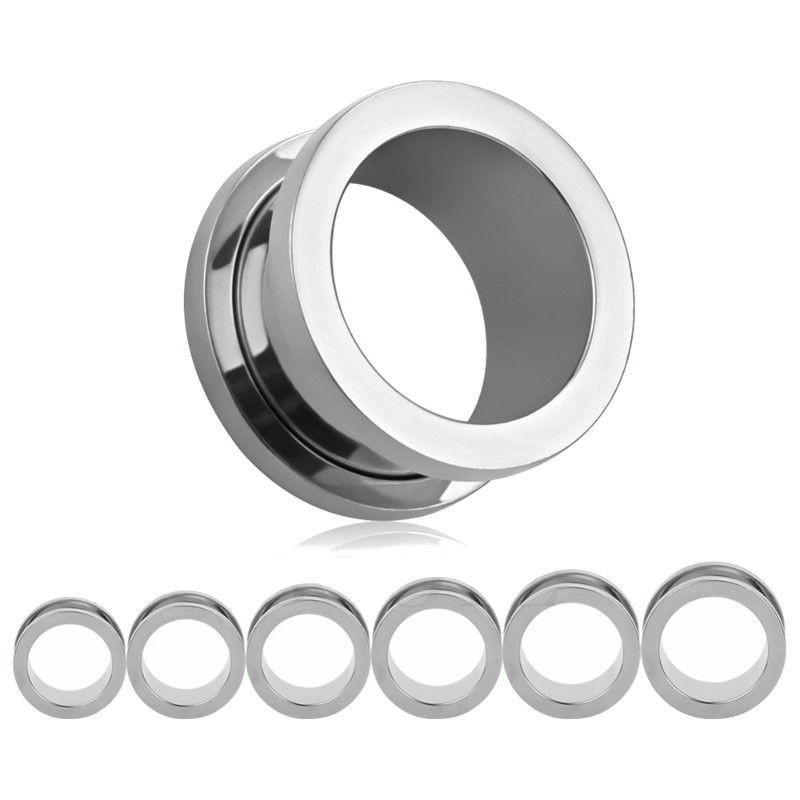 1 PAIR Stainless Steel Ear Gauges Screw Fit Ear Tunnels Plugs Earrings 12g-3/4″