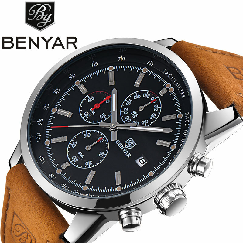 BENYAR Men’s Watch Chronograph Japan Quartz Watches Male Waterproof Wristwatch