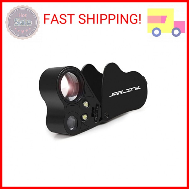 JARLINK 30X 60X Illuminated Jewelers Loupe Magnifier, Foldable Jewelry Magnifier