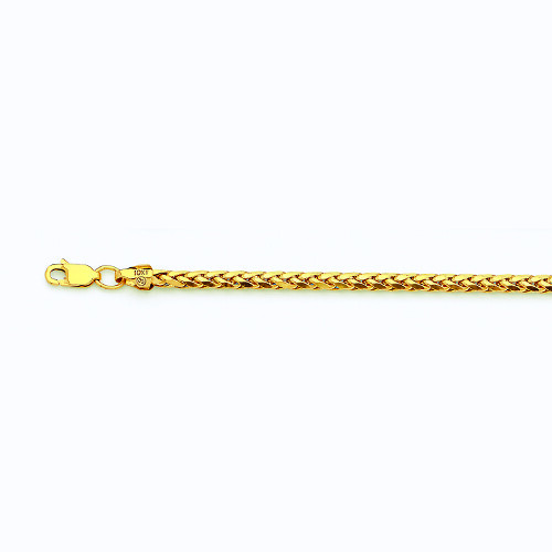 10k Yellow Gold 2.5mm Wheat Palm Chain Bracelet Size 7″-9″ Hollow