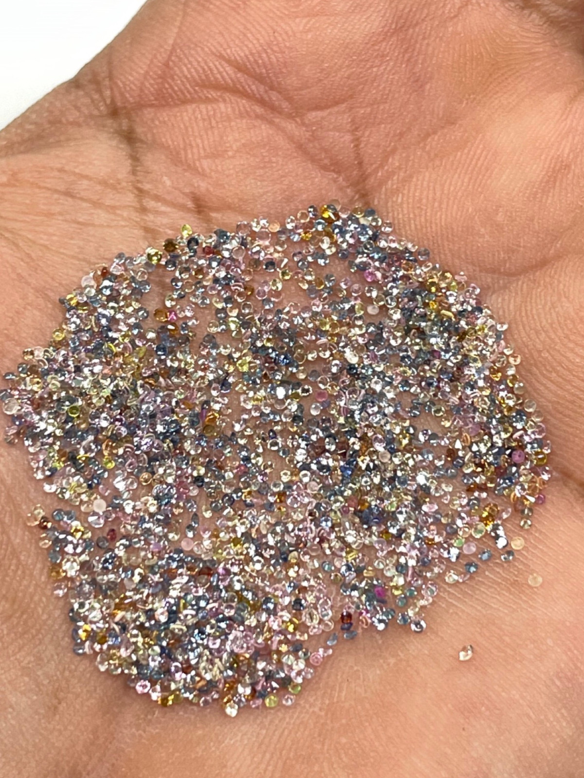500 Pcs Natural Multi Sapphire 0.9mm-1mm Round Diamond Cut Loose Gemstones Lot