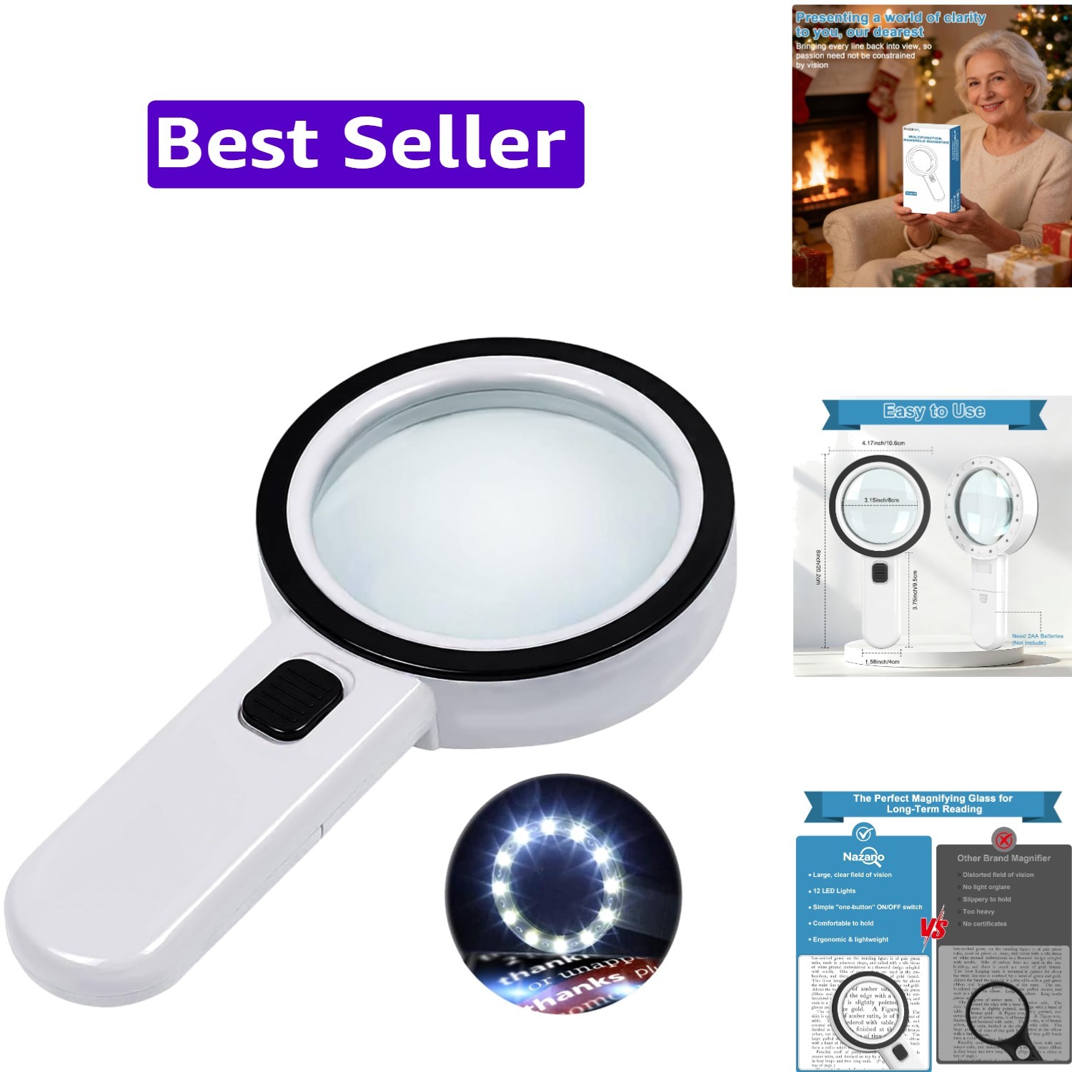 Magnifying Glass with Light, Ultra-Clear Lightweight Handheld Reading Magnifi…