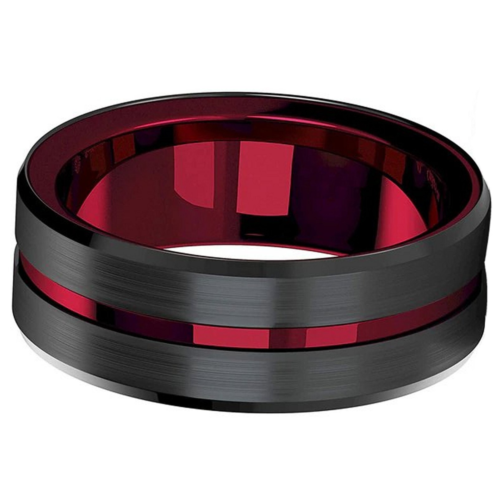Sinister Rocker Ring Black Red Genderless Stainless Steel Gothic Vampire Band