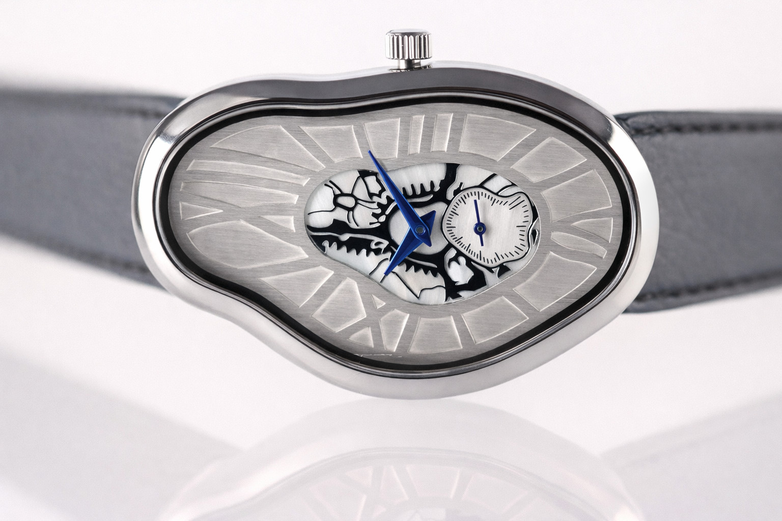 Men’s Abstract Melting Watch Asymmetric Wavy Fused Twisted Watch with Subdial