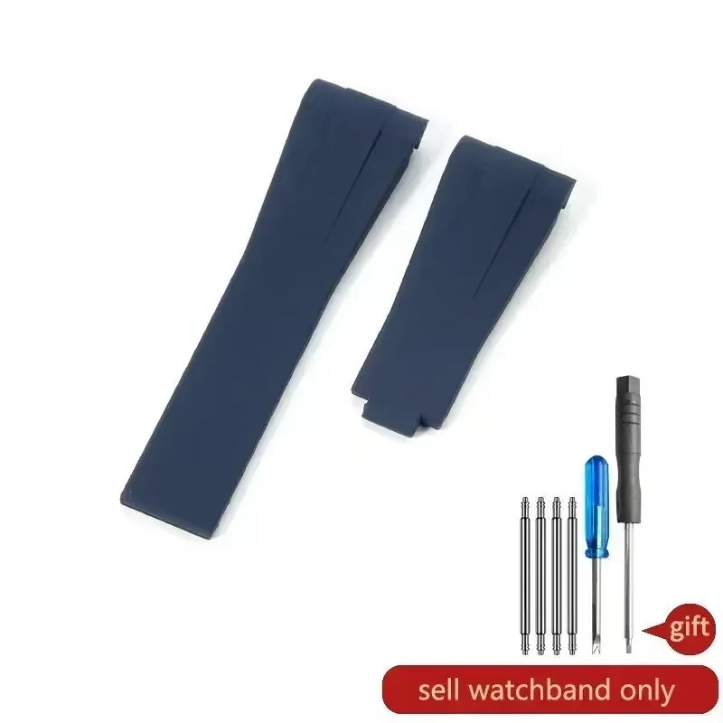 20mm 21mm Curved Rubber Watch Band for Rolex Daytona & Yacht-Master Strap Buckle