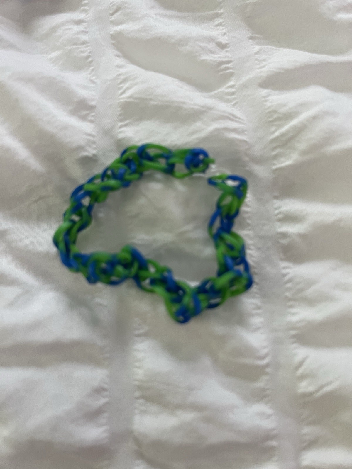 Handmade Braided Rubber Bracelet, Blue/Green, Adjustable Tie, Unisex Adults