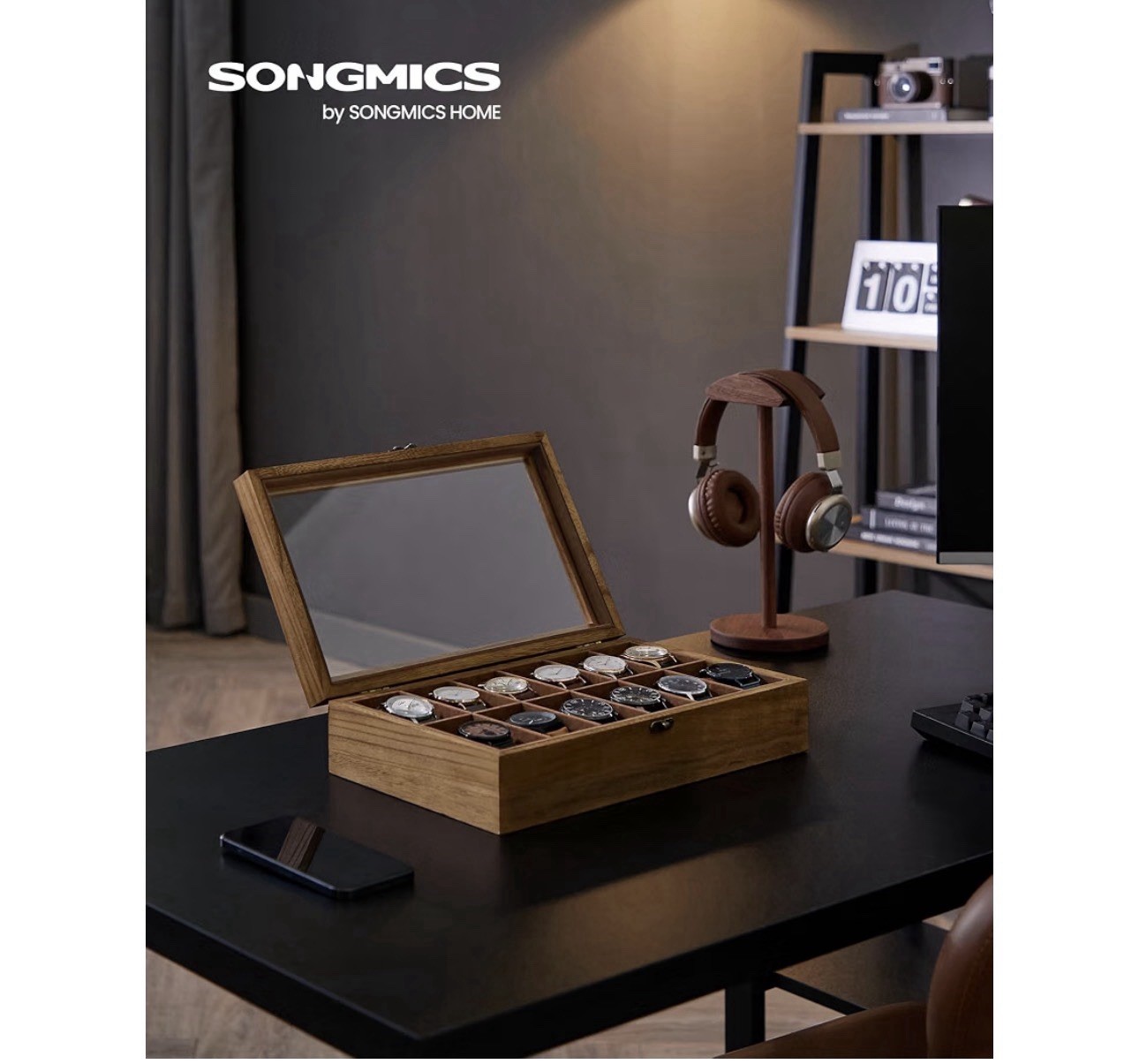 12 Slot Watch Box Solid Storage Display Case Wrist Watch Case