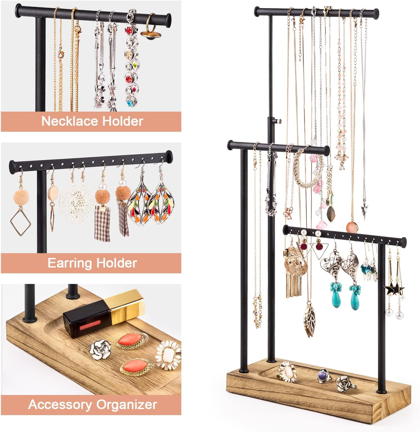 Jewelry Organizer Stand, Extra Tall Necklace Holder Jewelry Holder, Gift Idea (C