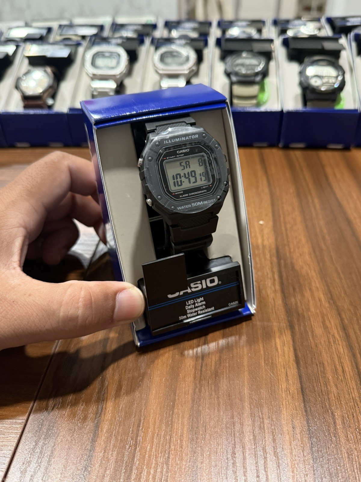 Casio W218H-1AV, Chronograph Watch, Black Resin Band, Alarm, Illuminator, NEW