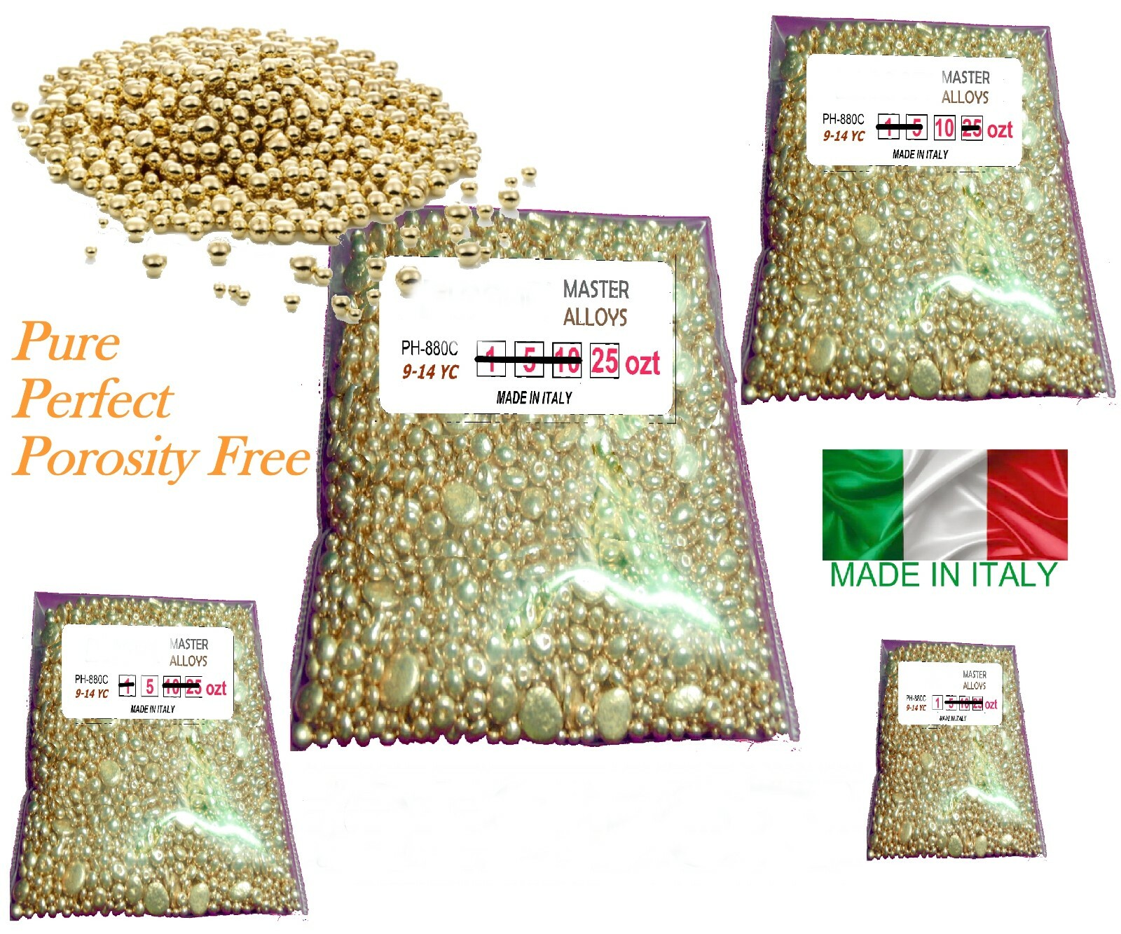 Italian Yellow Gold Casting Alloy for 9 to 14k Gold Mix 1,5,10 ozt Melting