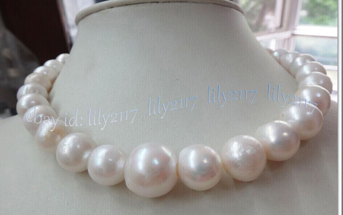 Huge 12-14mm Genuine Natural Round South Sea White Pearl Necklace 14-36 inches